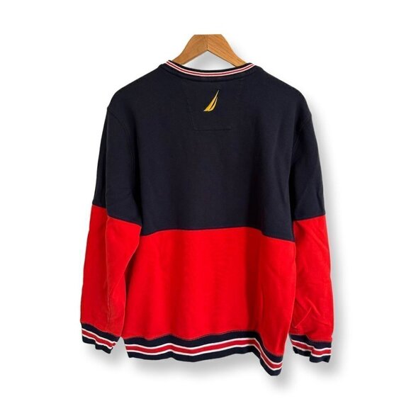Nautica Men's Lakeside Marina Color Blocked Crewneck Sweatshirt Navy Size XL - Picture 2 of 12
